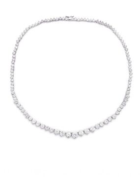 Macy’s Graduated Cubic Zirconia Tennis Necklace In Silver Plate
